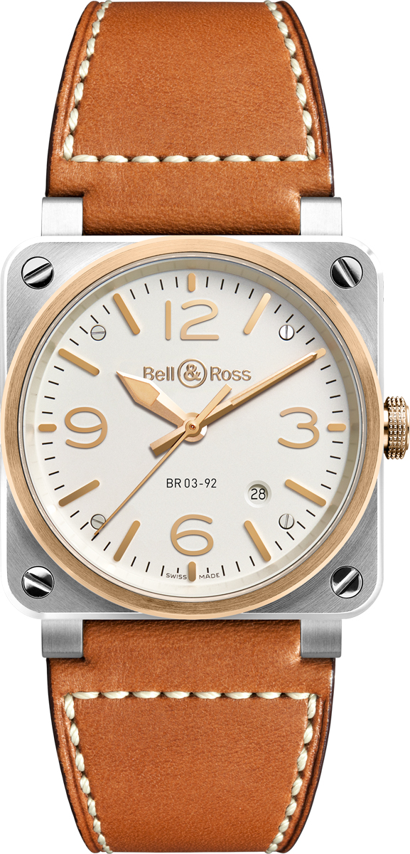 Bell Ross Aviation Instruments Self winding Automatic White Mens Watch BR-03-92-BI-COLOR 