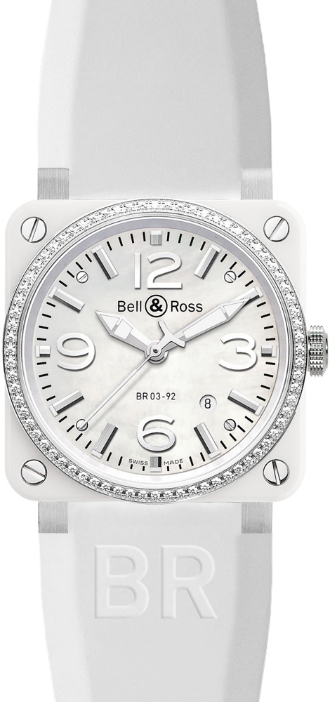 Bell Ross Aviation Instruments White Watch BR-03-92-WHITE-CERAMIC-DIAMOND 