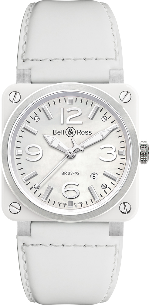 Bell Ross Aviation Instruments Self winding Automatic White Ladies Watch BR-03-92-WHITE-CERAMIC-LS 