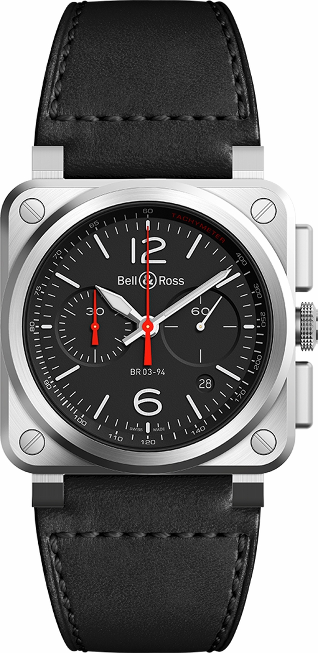Bell Ross Aviation Instruments Self winding Automatic Black Mens Watch BR-03-94-BLACK-STEEL 