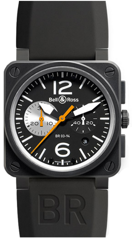 Bell Ross Aviation Instruments Self winding Automatic Black Watch BR-03-94-BLACK-WHITE 