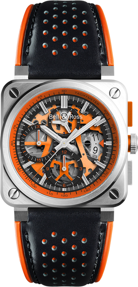 Bell Ross Aviation Instruments Self winding Automatic Orange Watch BR-03-94-AERO-GT-ORANGE 
