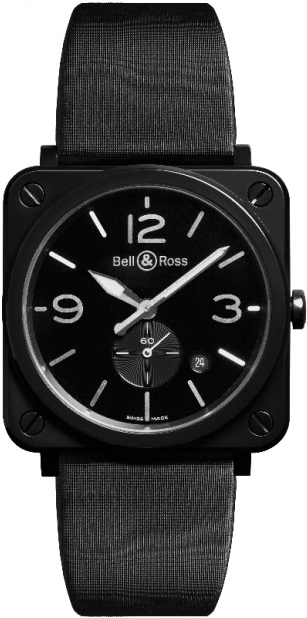 Bell Ross Aviation Instruments Battery Operated Quartz Black Mens Watch BR-S-BLACK-CERAMIC-SATIN 