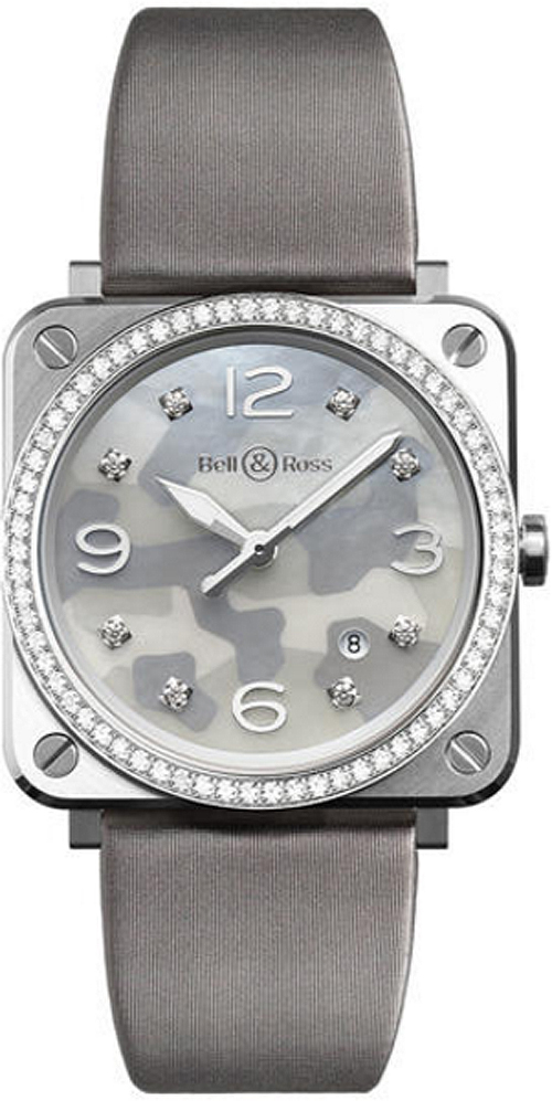 Bell Ross Aviation Instruments Battery Operated Quartz Grey Watch BR-S-GREY-CAMOUFLAGE-DIAMONDS 