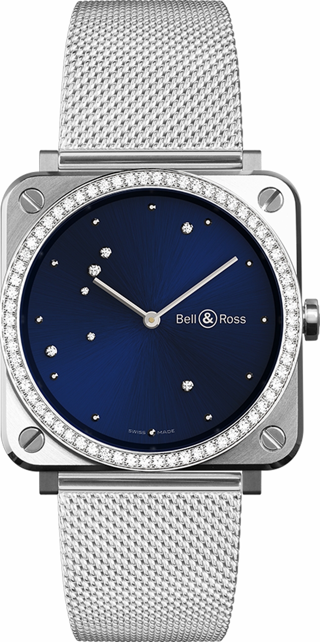 Bell Ross Aviation Instruments Battery Operated Quartz Blue Watch BR-S-DIAMOND-EAGLE-DIAMONDS-SS 