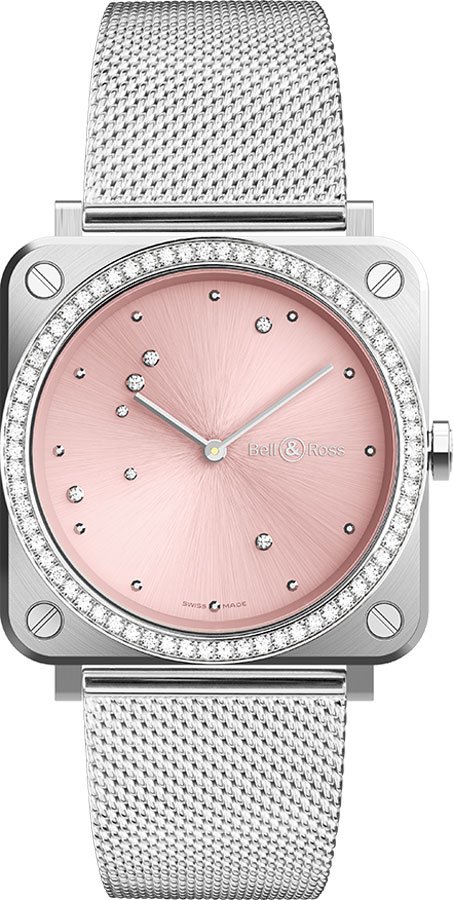 Bell Ross Aviation Instruments Battery Operated Quartz Pink Watch BR-S-PINK-DIAMOND-EAGLE-DIAMONDS 