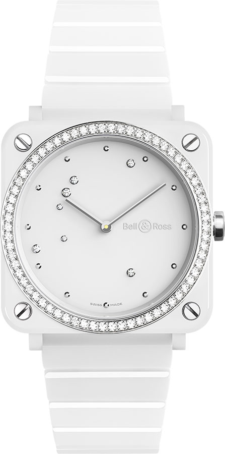 Bell Ross Aviation Instruments Battery Operated Quartz White Watch BR-S-WHITE-DIAMOND-EAGLE-DIAMONDS 