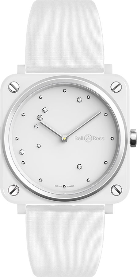 Bell Ross Aviation Instruments Battery Operated Quartz White Watch BR-S-WHITE-DIAMOND-EAGLE 