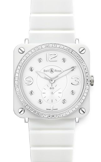Bell Ross Aviation Instruments White Watch BR-S-WHITE-CERAMIC-PHANTOM-DIAMOND-CB 