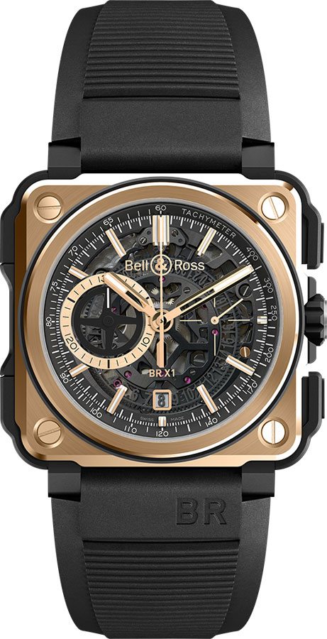 Bell Ross Aviation Instruments Self winding Automatic Black Mens Watch BR-X1-ROSE-GOLD-CERAMIC 