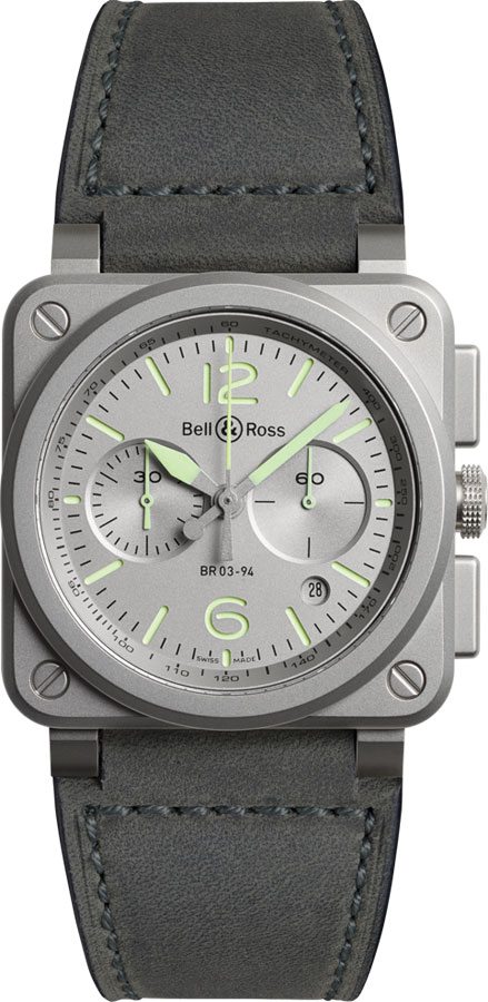 Bell Ross Aviation Instruments Self winding Automatic Grey Mens Watch BR-03-94-HOROLUM 