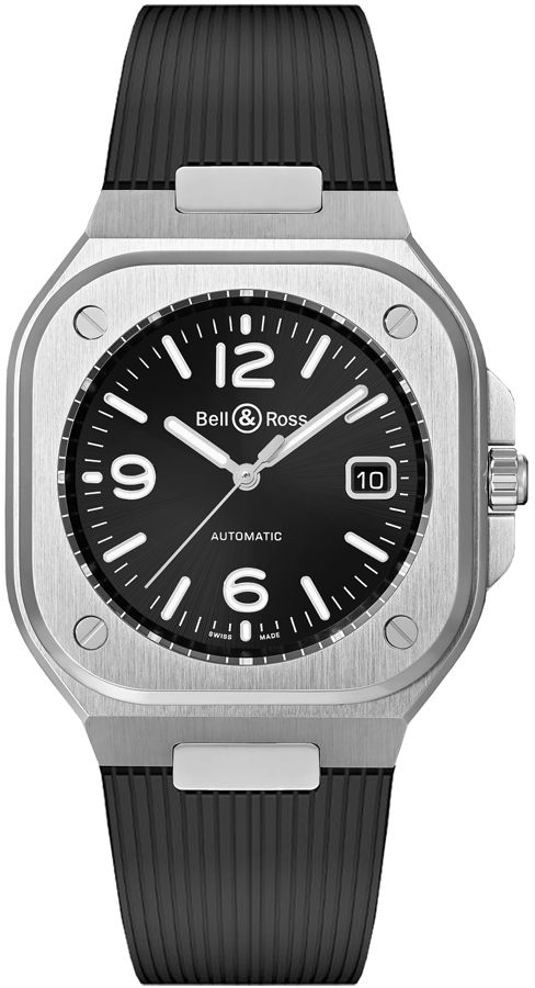 Bell Ross Aviation Instruments Self winding Automatic Black Mens Watch BR-05-BLACK-STEEL-RUBBER 