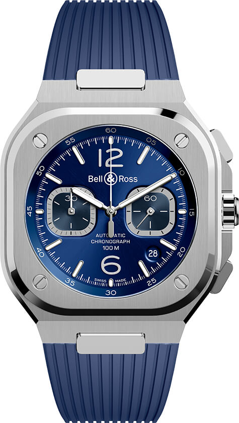 Bell Ross Aviation Instruments Self winding Automatic Blue Mens Watch BR-05-CHRONO-BLUE-STEEL 