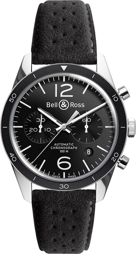 Bell Ross Vintage Self winding Automatic Black Mens Watch BR-126-SPORT-B-F-020 