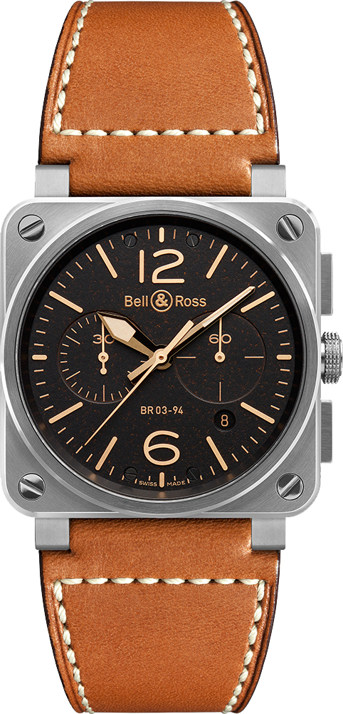 Bell Ross Aviation Instruments Self winding Automatic Black Watch BR-03-94-GOLDEN-HERITAGE 