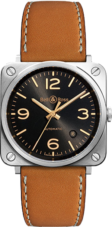 Bell Ross Aviation Instruments Self winding Automatic Black Mens Watch BR-S-GOLDEN-HERITAGE 