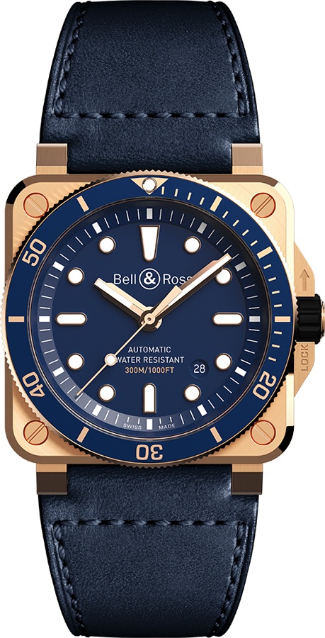 Bell Ross Aviation Instruments Self winding Automatic Blue Mens Watch BR-03-92-DIVER-BLUE-BRONZE 