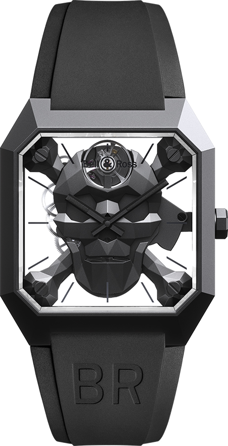Bell Ross Aviation Instruments Manual Winding Black Mens Watch BR-01-CYBER-SKULL 