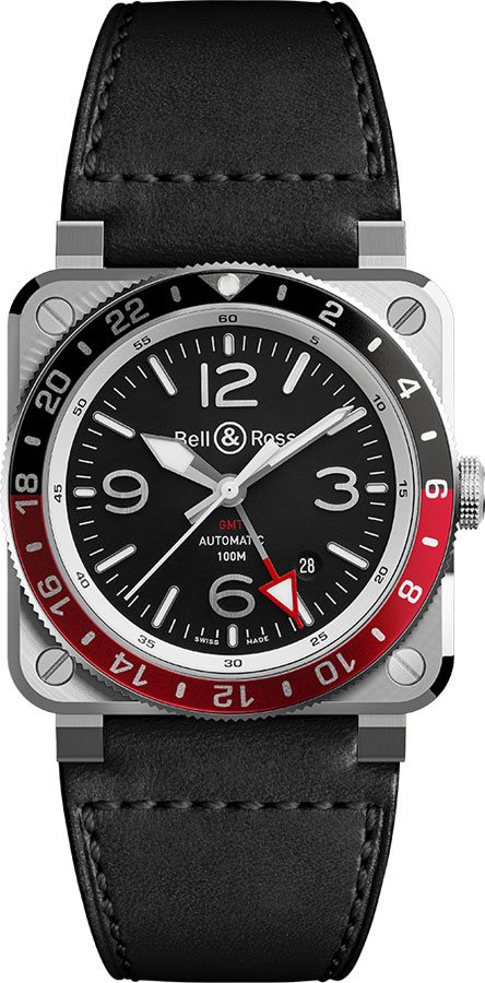 Bell Ross Aviation Instruments Self winding Automatic Black Mens Watch BR-03-93-GMT-COKE 
