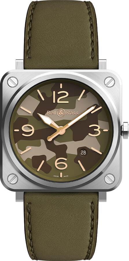 Bell Ross Aviation Instruments Battery Operated Quartz Green Mens Watch BR-S-GREEN-CAMO 