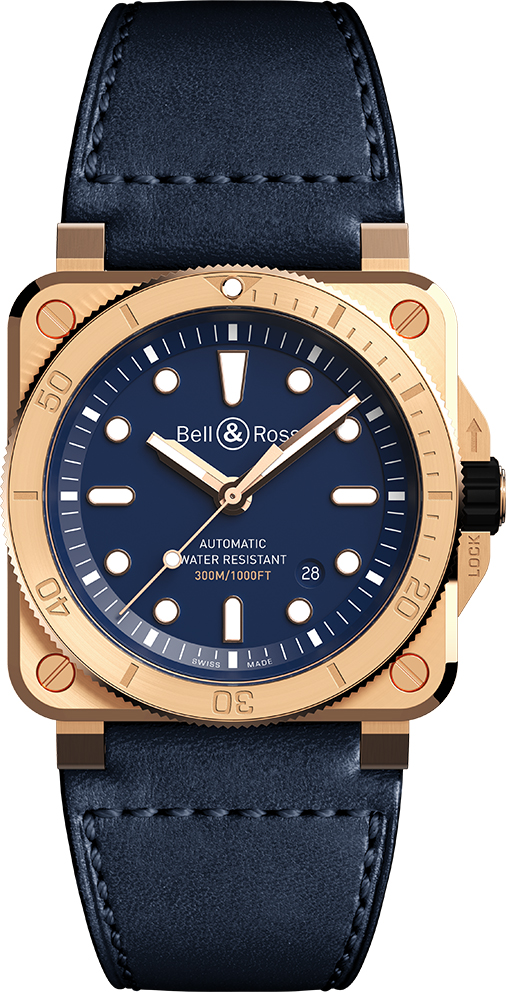 Bell Ross Aviation Instruments Self winding Automatic Blue Mens Watch BR-03-92-DIVER-BRONZE-BLUE 