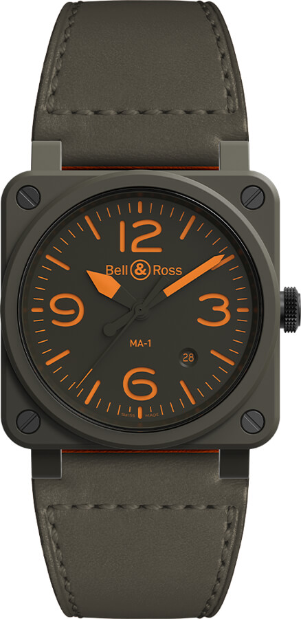 Bell Ross Aviation Instruments Self winding Automatic Green Mens Watch BR-03-92-MA-1 