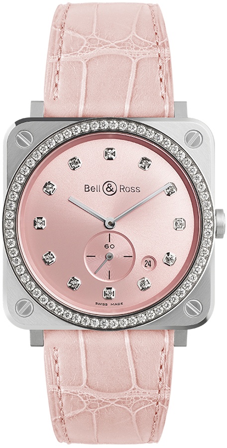 Bell Ross Aviation Instruments Battery Operated Quartz Pink Ladies Watch BR-S-NOVAROSA-FULL-DIAMONDS-SCR 