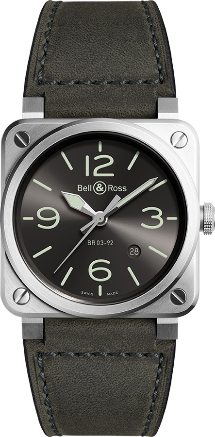 Bell Ross Aviation Instruments Self winding Automatic Grey Mens Watch BR-03-92-GREY-LUM 