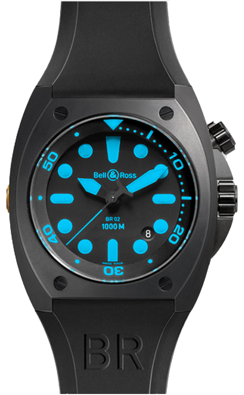 Bell Ross Marine Black Mens Watch BR-02-92-BLUE 