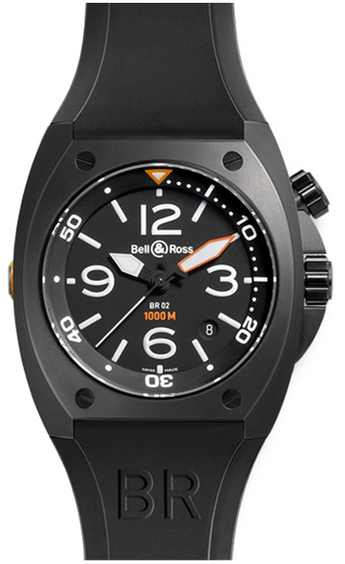 Bell Ross Marine Black Mens Watch BR-02-92-CARBON 
