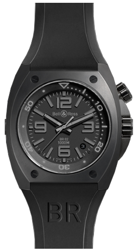Bell Ross Marine Self winding Automatic Black Mens Watch BR-02-92-PHANTOM 
