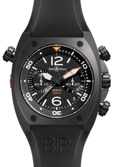 Bell Ross Marine Black Mens Watch BR-02-94-CARBON 
