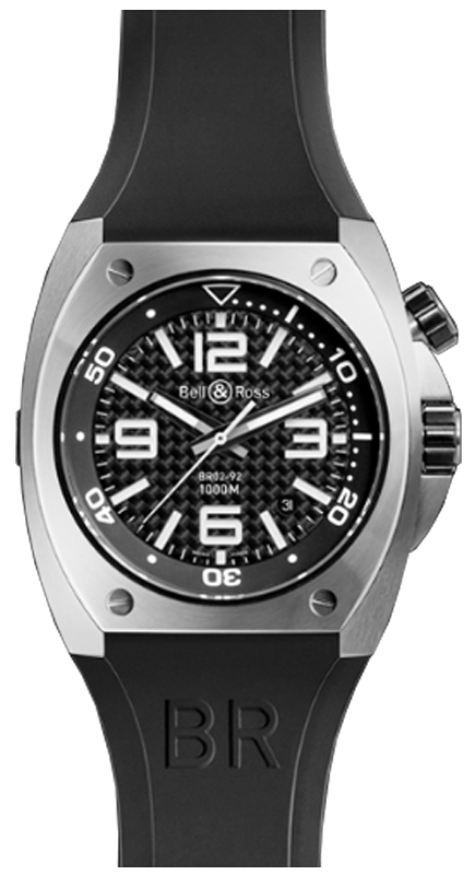 Bell Ross Marine Black Mens Watch BR-02-92-STEEL-FIBER 