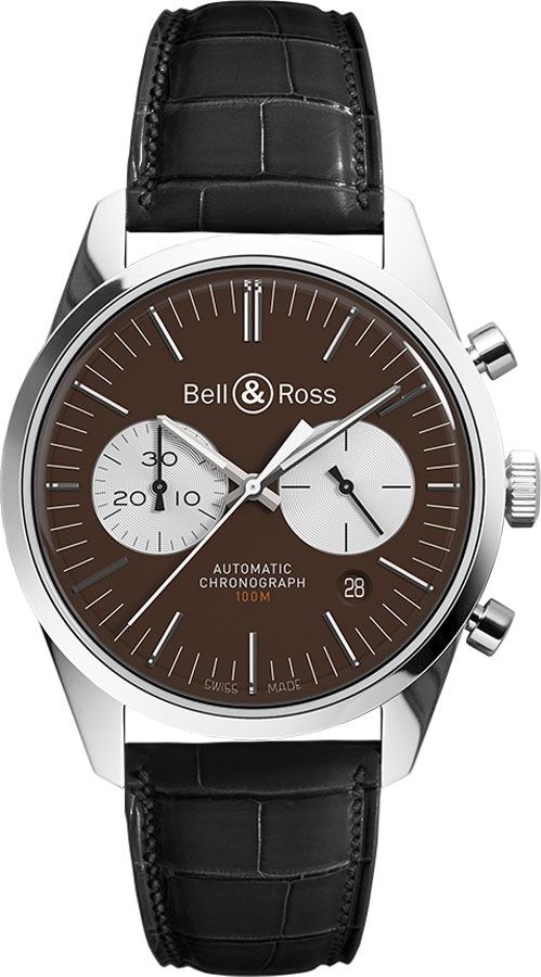 Bell Ross Vintage Self winding Automatic Brown Mens Watch BR-126-OFFICER-BROWN-B-A-045 