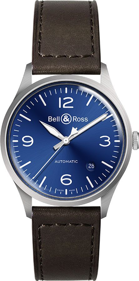 Bell Ross Vintage Self winding Automatic Blue Mens Watch BR-V1-92-BLUE-STEEL 