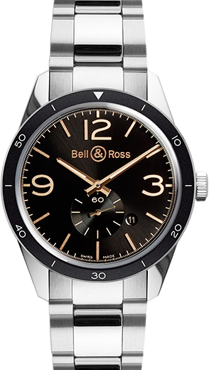 Bell Ross Vintage Self winding Automatic Black Mens Watch BR-123-GOLDEN-HERITAGE-STEEL 