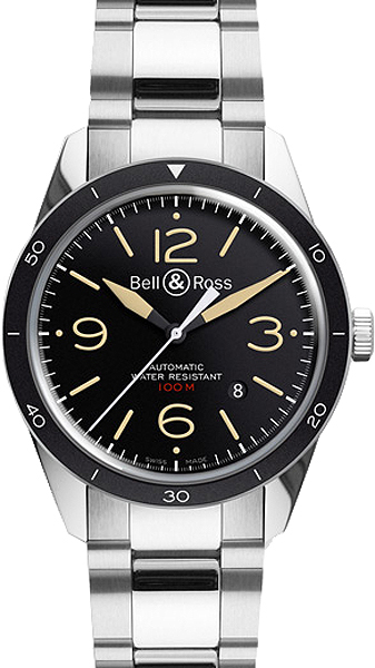 Bell Ross Vintage Free Bracelet Sizing Black Mens Watch BR-123-SPORT-HERITAGE-STEEL 