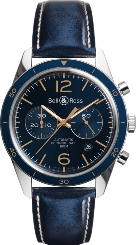 Bell Ross Vintage Self winding Automatic Blue Mens Watch BR-126-AERONAVALE 
