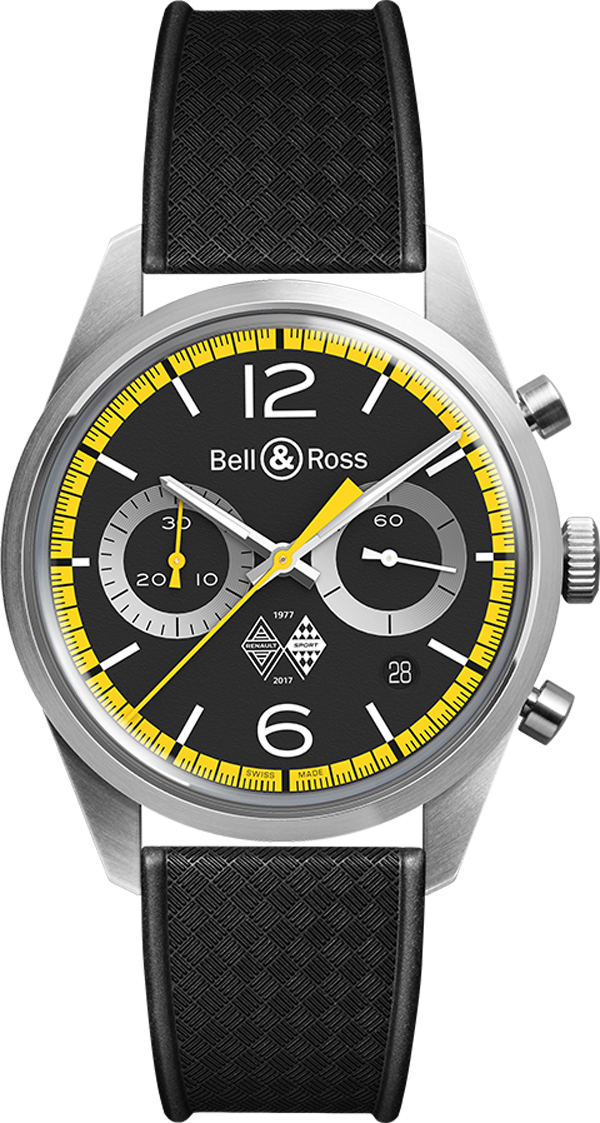 Bell Ross Vintage Self winding Automatic Black Mens Watch BR-126-RENAULT-SPORT-40TH-ANNIVERSARY 