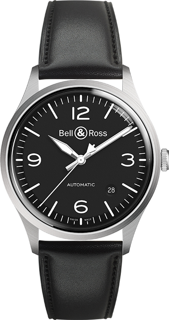 Bell Ross Vintage Self winding Automatic Black Mens Watch BR-V1-92-BLACK-STEEL 