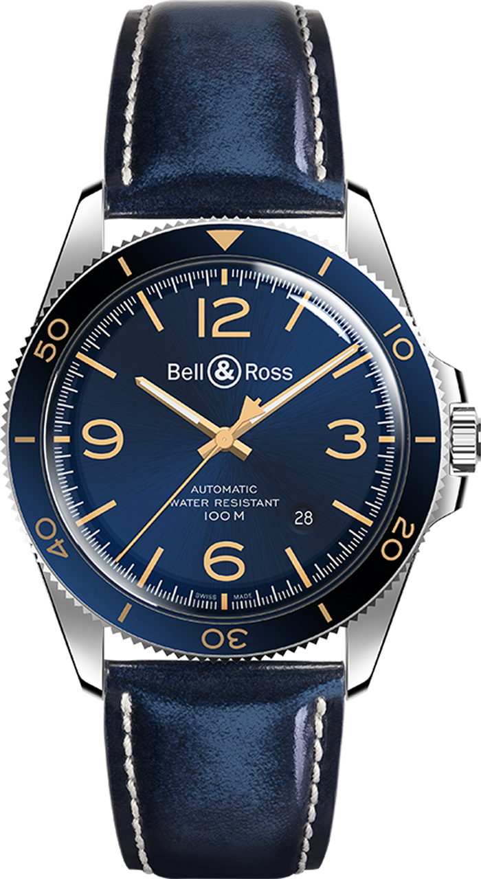 Bell Ross Vintage Self winding Automatic Blue Mens Watch BR-V2-92-AERONAVALE 