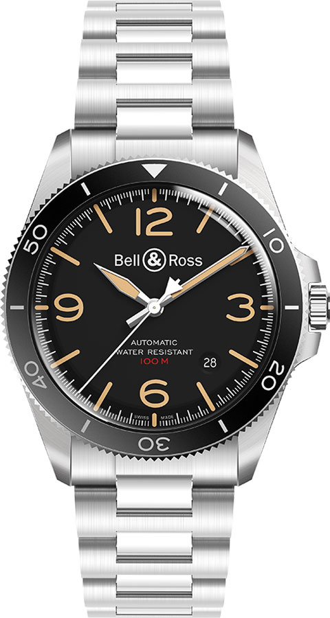 Bell Ross Vintage Self winding Automatic Black Mens Watch BR-V2-92-STEEL-HERITAGE 