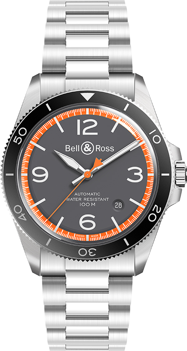 Bell Ross Vintage Self winding Automatic Grey Mens Watch BR-V2-92-GARDE-COTES-SST 