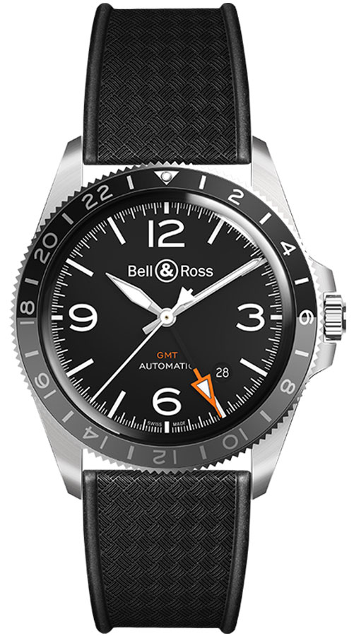 Bell Ross Vintage Self winding Automatic Black Mens Watch BR-V2-93-GMT 
