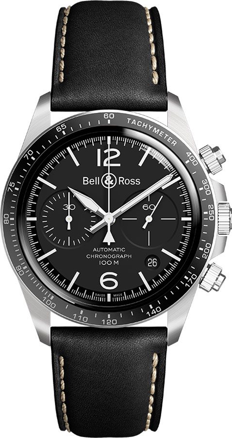 Bell Ross Vintage Self winding Automatic Black Mens Watch BR-V2-94-BLACK-STEEL 
