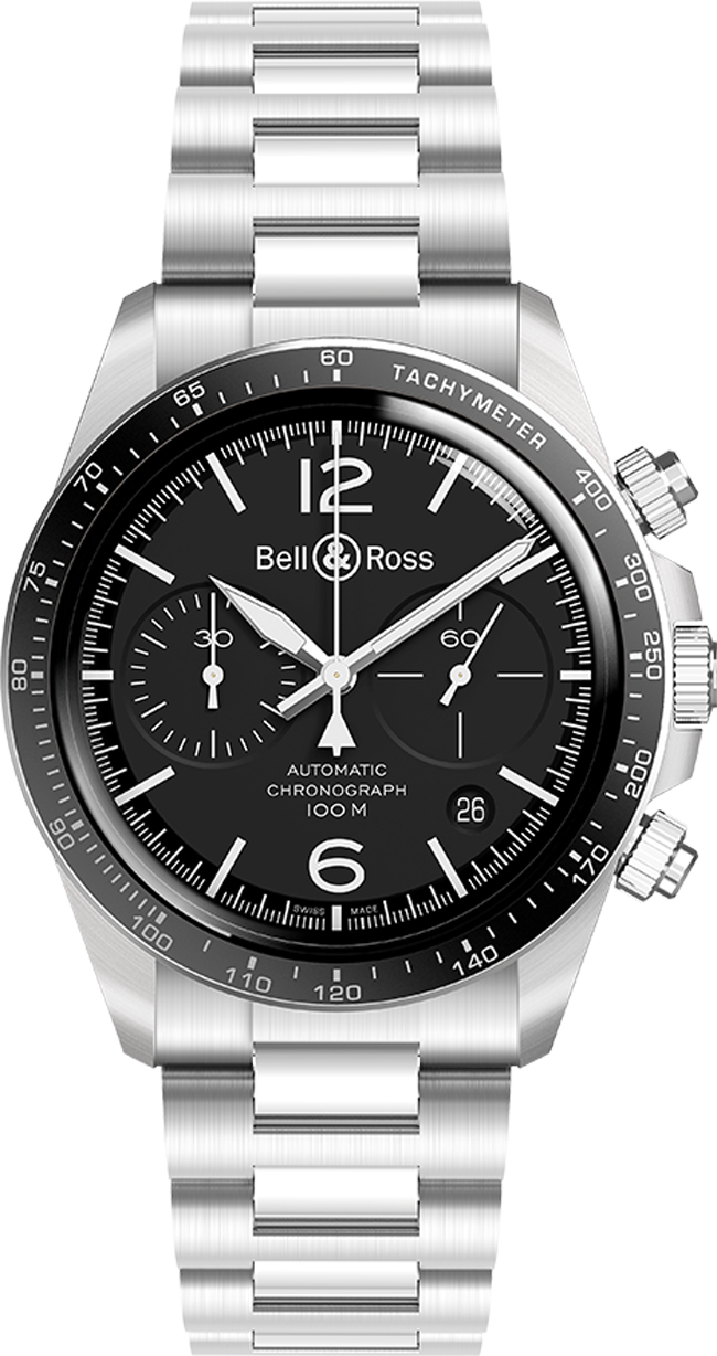 Bell Ross Vintage Self winding Automatic Black Mens Watch BR-V2-94-BLACK-STEEL-SST 