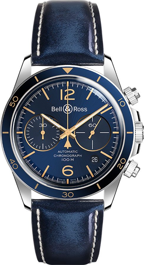 Bell Ross Vintage Self winding Automatic Blue Mens Watch BR-V2-94-AERONAVALE 