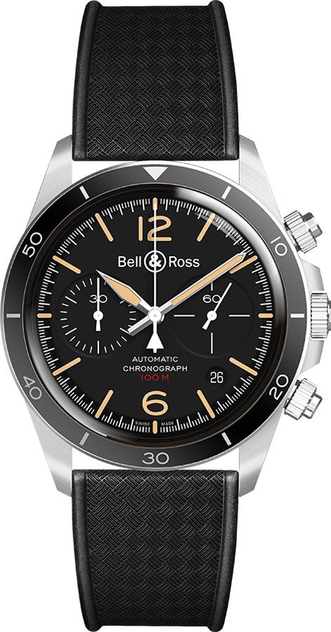 Bell Ross Vintage Self winding Automatic Black Mens Watch BR-V2-94-STEEL-HERITAGE 