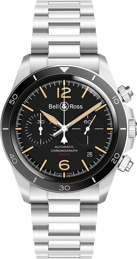 Bell Ross Vintage Self winding Automatic Black Mens Watch BR-V2-94-STEEL-HERITAGE-SST 