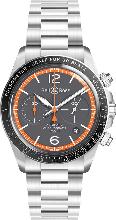 Bell Ross Vintage Self winding Automatic Grey Mens Watch BR-V2-94-GARDE-COTES-SST 